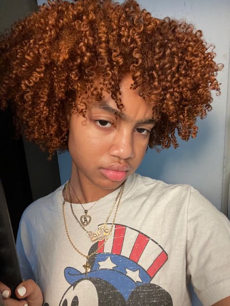 Ginger Hair Mixed Women, Copper Hair Color On 4c Hair, Ginger Hair Color On Black Women Natural, Ginger Afro, Afro Hair Dye, Dyed Curly Hair, Tapered Natural Hair, Hair Puff, Ginger Hair Color