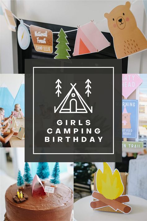 Camp Birthday Party Decorations, Camp Out Theme Birthday Party, Hiking Birthday Theme, Campout Party Ideas, Camping Birthday Favors, Glamping Themed Birthday Party, Backyard Camping Birthday Party Ideas, Camping Birthday Party Ideas Decorations, Glamping Birthday Party Decorations