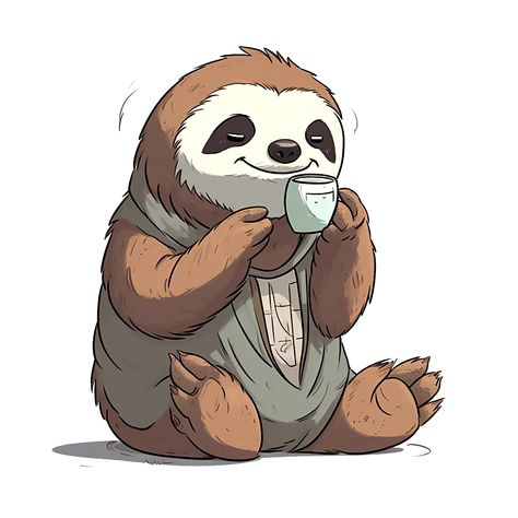 Sloth Drawing Reference, Sloth Profile Picture, Cartoon Art Styles Animals, Sloth Cartoon Drawing, Sloth Reference, Sloths Drawing, Sloth Character Design, Sloth Drawings, Cute Sloth Drawing