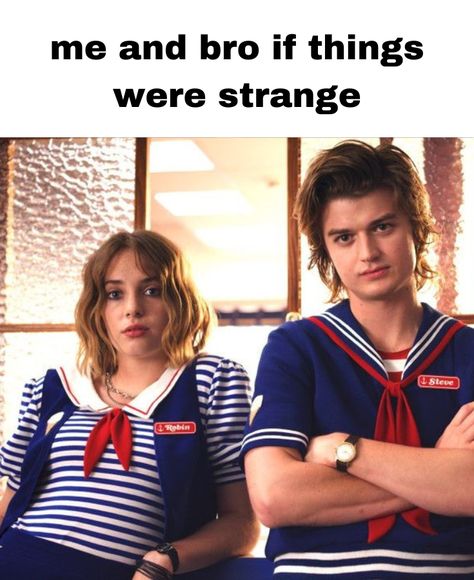 #real #friends #meandbro #strangerthings #lucas #lucassinclaire #dustin #dustinhenderson #bestfriends #relatable #meme #st  #robin #robinbuckley #steve #steveharrington Dustin X Lucas, Steve And Robin Fanart, Robin X Steve, Robin And Steve Stranger Things, Stranger Things Matching Pfp, Steve X Robin, Dustin And Steve, Steve And Robin, Relatable Meme