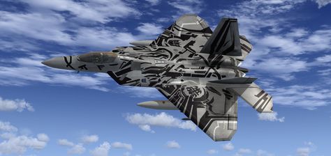 F-22 Raptor painted as the tattooed Starscream Helicopter Plane, F22 Raptor, Air Force Aircraft, Car Wrap Design, Microsoft Corporation, Star Destroyer, Transformers Art, Us Air Force, Car Wrap