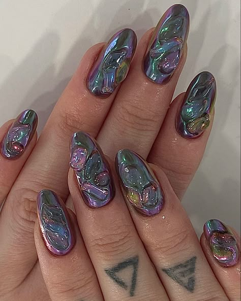 Oil Spill Nails, Galaxy Nail Designs, Minature Things, Wild Nails, Burgundy Acrylic Nails, Galaxy Nail, Angel Nails, Asian Nails, Gel Nail Art Designs