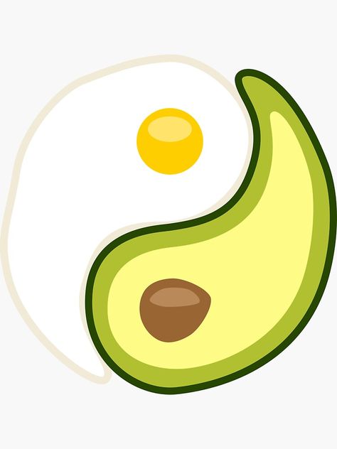 "Avocado Egg Yin Yang" Sticker by lurchmerch | Redbubble Yin Yang Logo, Yin Yang Sticker, Yin Yang Art, Art Hippie, Easy Drawings For Beginners, Graph Paper Drawings, Circle Painting, Library Art, Pattern Printable