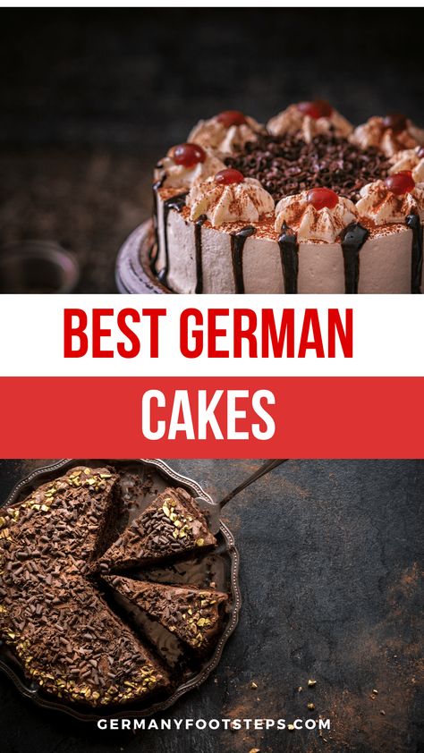 Learn all about traditional and authentic German cakes with the most popular Germany cakes and some delicious German cake ideas. Don't miss these in Germany! German Desserts Authentic, German Deserts, German Goulash, German Sweets, German Cakes Recipes, German Pastries, German Christmas Food, Germany Food, German Cake