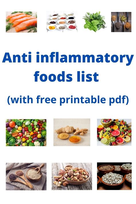 Want to start an anti inflammation diet? Wondering what are anti inflammation foods? So here is an anti inflammation diet food list and for quick reference, I've also included a free printable pdf. Print out this anti inflammatory foods list pdf to easily take it with you to the grocery store to do your shopping. Anti Inflammation Shopping List, List Of Anti Inflammation Foods, Amit Inflammatory Diet, Anti Inflammation Food List Printable, Antiinflammatory Food List Printable, Anti Inflammation Grocery List, Anti Inflamatory Grocery List, Anti Inflammation Food List, Inflammatory Foods List