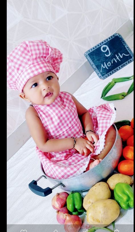 Kitchen Theme Baby Photoshoot, Baby Photoshoot Ideas, Kitchen Theme, 9th Month, Kitchen Themes, Baby Photoshoot, Photoshoot Ideas, Mom And Baby, High Chair