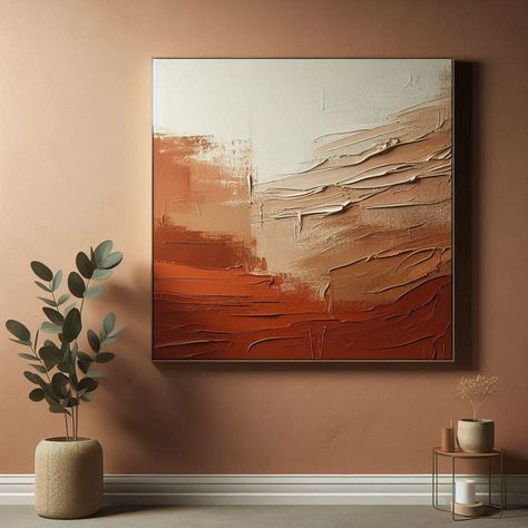 Terracotta Textured Wall Art 3D Texture Art Large Wall Art Terracotta Abstract Art Minimalist Wall Art Heavy Textured Wall Art Plaster Art Terracotta Abstract Painting, Teracotta Painting, Terracotta Artwork, Terracotta Painting, Wall Art Plaster, Terracotta Walls, Orange Canvas Art, Art Plaster, Terracotta Art