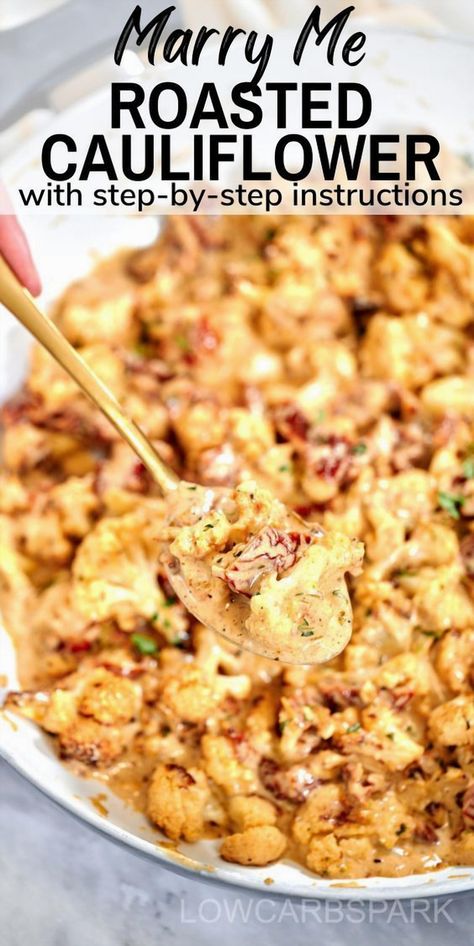 Prepare to be swept off your feet by this irresistible Marry Me Roasted Cauliflower. With a crispy exterior and a tender heart, each bite is enveloped in a luscious garlic Parmesan sauce that will leave you craving more. Best of all, it takes just 10 minutes to prep, making it an ideal choice for a quick yet mouthwatering side dish. Garlic Parmesan Sauce, Roasted Cauliflower Recipes, Tender Heart, Parmesan Sauce, Guilt Free Dessert, Perfect Proposal, Hearty Dinner, Garlic Parmesan, Easy Weeknight Dinners