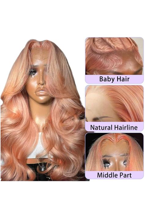 Pink Blonde Lace Front Wig Human Hair 13x4 HD Lace Rose Gold Human Hair Wigs Pre Plucked Peachy Blonde Colored Wig Human Hair For Women 150% Density Strawberry Blonde Body Wave Lace Front Wig 20 Inch Peachy Blonde, Rose Blonde, Pink Blonde, Human Hair Lace Front Wigs, Wig Styling, Blonde Lace Front Wigs, Wig Human Hair, Colored Wigs, Front Lace Wigs Human Hair