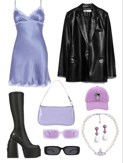 Purple Tour Outfits, Purple Outfits For Concert, Euphoria Theme Outfits, Guts Outfits Olivia Rodrigo, Guts Inspired Outfit, Guys Tour Outfits, Purple Concert Outfit Ideas, Olivia Rodrigo Aesthetic Outfits Concert, Concert Outfit Ideas Purple