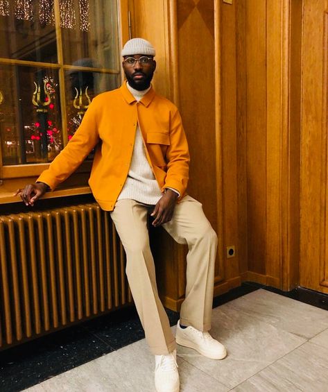 Classy & stylish 🙌🏻 Orange Jacket Outfit, Streetwear Lookbook, Highsnobiety Fashion, Black Men Fashion Urban, Minimalist Fashion Men, Aesthetic Outfits Men, Orange Outfit, Street Style Outfits Men, Streetwear Men