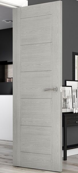 Grey Bedroom Doors, Light Grey Doors Interior, Grey Door Blinds, Grey Painted Internal Doors, Silver Oak Internal Doors, Light Grey Flooring, Grey Interior Doors, Veneer Door, Door Images