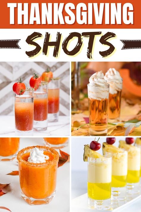 These fun Thanksgiving shots are the perfect way to celebrate with family and friends! From apple pie to Jell-O to pumpkin pie, these festive shots are just too good. Easy Fall Shots, Fall Shots Recipes, Friendsgiving Shot Ideas, Autumn Shots Alcohol, Holiday Jello Shots Thanksgiving, Fall Shooters Alcohol, Fall Themed Shots, Fall Shot Recipes, Thanksgiving Shot Recipes