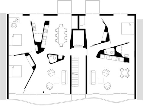 Co Housing Floor Plan, Floor Plan Apartment Building, Shared Appartement, Micro Apartment Floor Plans, Organic Floor Plan, Co Living Space, House Floor Plan Design, Urban House Design, Housing Floor Plans