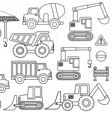 Excavator Coloring Page, Trucks Coloring Pages, Construction Illustration, Truck Cookies, 2nd Birthday Party For Boys, Truck Cakes, Construction For Kids, Kid Coloring Page, Ipad Kids