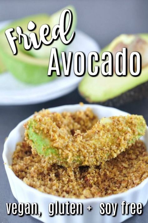 Fried Avocado @spabettie #vegan #glutenfree #soyfree #airfryer Fried Avocado, Air Fryer Recipes Snacks, Vegan Fries, Avocado Vegan, Vegan Party Food, Avocado Fries, Vegan Party, Air Fried Food, Meatless Recipes