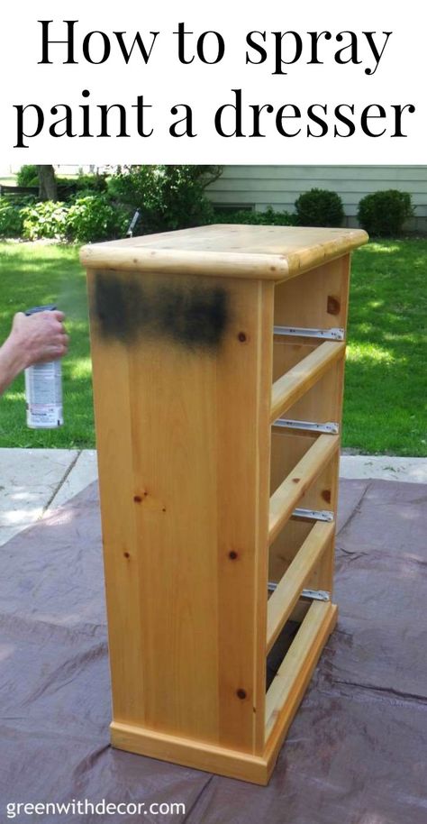 Spray Paint Dresser, Spray Painting Wood Furniture, Paint Dresser Diy, Paint For Wood Furniture, Painting A Dresser, Diy Lake, Paint A Dresser, Paint For Wood, House Diy Projects