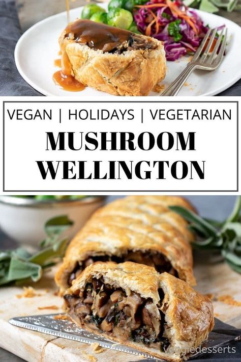 Mushroom Wellington is a flavor-packed, easy and showstopping vegan or vegetarian main dish. You can make it ahead, and it's perfect for the holidays. Vegetarian Christmas Main, Mushroom Wellington Vegan, Vegan Thanksgiving Sides, Vegetarian Wellington, Vegan Wellington, Vegetarian Main Dish, Mushroom Wellington, Brisket Tacos, Vegetarian Christmas