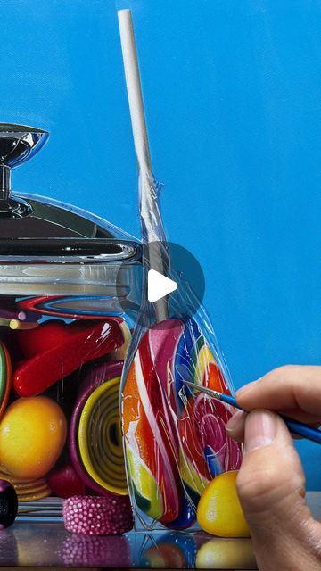 Roberto Bernardi on Instagram: "Paint with me this small hyperrealistic painting from the beginning to the very final brushstroke.  Does it look realistic enough? 🎨  #art #artgallery #artist #visionart #hyperrealism #candies #paintings #paintwithme #contemporaryart #oiloncanvas" Hyperrealistic Painting, Hyperrealism Art, Hyperrealistic Art, Paint With Me, Vision Art, Hyperrealism, Brush Strokes, The Beginning, Oil On Canvas