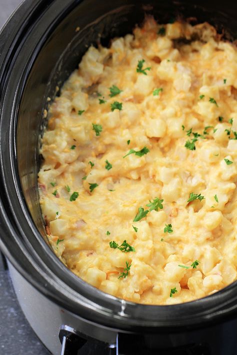 Potatoes In Crock Pot, Cheesy Potatoes Crock Pot, Loaded Mashed Potato Casserole, Cheesy Potatoes Recipe, Crock Pot Potatoes, Cheesy Chicken Broccoli, Cheesy Mashed Potatoes, Ham Steaks, Fresh Potato