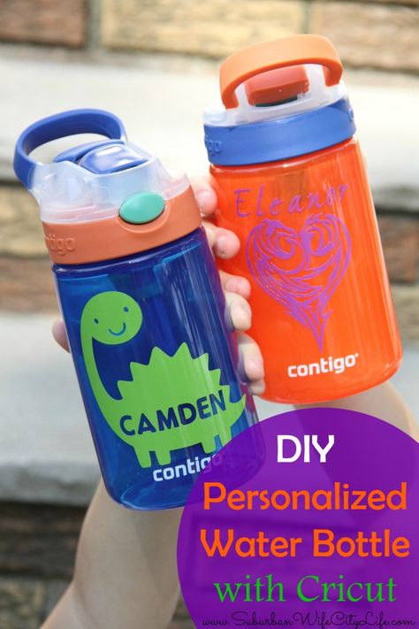 DIY Personalized Water Bottle with Cricut Water Bottles Diy, Personalised Drink Bottles, Bottles Diy, Diy Water Bottle, Personalized Water Bottle, Custom Water Bottle, Water Bottle Decal, Diy Water, Kids Cups