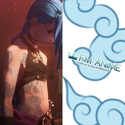 Jinx Arcane Cloud Tattoo, Jinx Arcane Tattoo Design, Jinx Arcane Tattoo Reference, Jinx Tattoo Clouds, Jinx Cloud Tattoo, Jinx Tattoo Design, Jinx Tattoo, Ink Patterns, Arcane League Of Legends