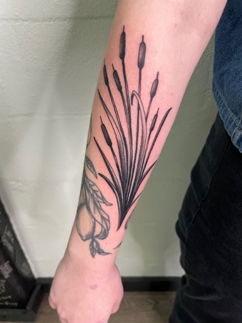 Cat Tails Tattoo, Cat Tails Plant, Cat Tail Tattoo, Cattail Tattoo, Loon Tattoo, Tail Tattoo, Cat Tails, Plant Tattoo, Cat Tail