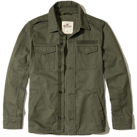 Hollister Military Shirt Jacket ($48) ❤ liked on Polyvore featuring men's fashion, men's clothing, men's outerwear, men's jackets, olive, mens twill jacket, mens military style jacket, mens olive green military jacket, mens army green jacket and mens green military jacket Mens Military Style Jacket, Mens Military Jacket, Military Jacket Green, Military Shirt, Shirt Jacket Men, Olive Jacket, Olive Green Jacket, Army Green Jacket, Mens Fashion Rugged