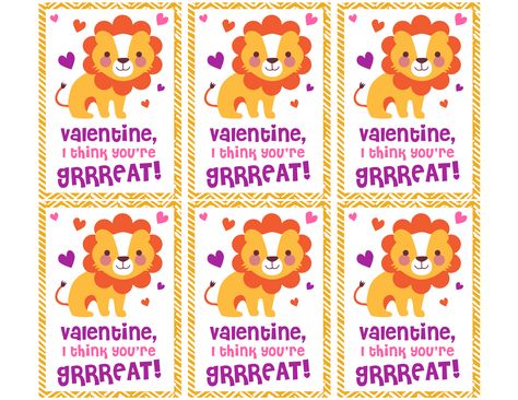 Lion Valentine Card, Lion Valentine, Preschool Valentine Crafts, Lion Craft, Valentine Favors, Preschool Valentines, Valentine's Day Cards, Valentine Card, Valentine Crafts