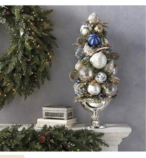 Ornament Topiary, Mark Roberts, Silver Bowl, Holiday Display, Christmas Tree Crafts, Holiday Centerpieces, Adult Crafts, Christmas Decorations Ornaments, Elegant Christmas