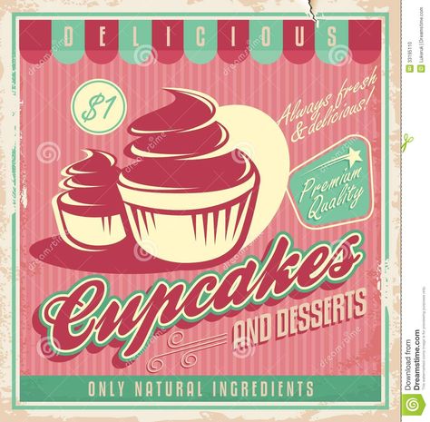 Modern Graphic Design Posters, Retro Candy Shop, Sweet Shop Display, Cupcake Food Truck, Vintage Packing, Ice Cream Festival, Cupcake Vintage, Cupcakes Vintage, Drawing Fonts