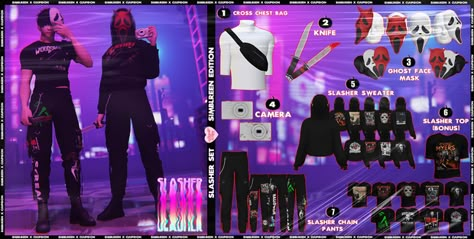 Cross Chest Bag, Zombie Christmas, Ghost Face Mask, Chain Pants, Scream Mask, Tumblr Sims 4, Scream Movie, Sims 4 Dresses, The Sims 4 Download