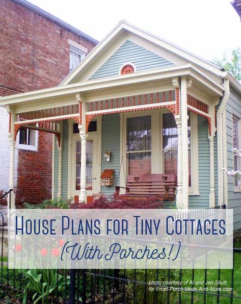 These small cottage house plans are under 1500 square feet of modest, cozy dwellings, all with porches! Although small in size, cottage home plans offer lots of amenities and comfort. Perfect as a primary residence, cottages are also adaptable as cabins or retreats. You'll find a wide array of styles, one of which is sure to meet your needs. Small House Plans Under 1000 Sq Ft Country Cottage Style, Small Cottage With Porch, Small Home Plans With Garage, Mil Cottage Guest Houses, Tiny House Cottage Style, One Bedroom Cottage, Tiny Home Cottage, Mini Cottage, Small Cottage Floor Plans