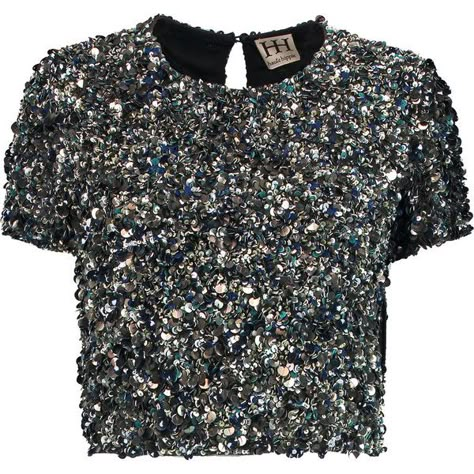 Haute Hippie Cropped sequined silk top (1.245 RON) ❤ liked on Polyvore featuring tops, gunmetal, embellished crop top, crop top, keyhole top, sequin embellished top and haute hippie top Sequin Embellished Top, Colorful Tops, Embellished Crop Top, Silk Crop Top, Hippie Top, Cropped Shirts, Color Tops, Silk Tops, Keyhole Top