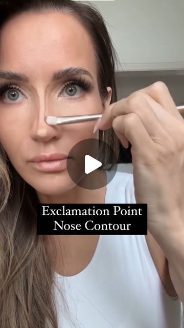 Katie Moyer on Instagram: "How to: Nose Contour (the Exclamation Point method) ❗️ 

My dad claims that exclamation points are overused in my writing so he’s happy I’m finding another use for them. 😒 But I hope this helps!😉

Follow for more makeup tips and tricks over 40

#mua #promakeupartist #tutorials #matureskin #follow #bridal #skincare #dallas" Makeup Conture Nose, How To Contour Collar Bones, Contour The Nose, How To Contour Large Nose, Contour Your Nose, How To Contour A Pointy Nose, Contour Pointy Nose, Contouring The Nose, Bulb Nose Contour