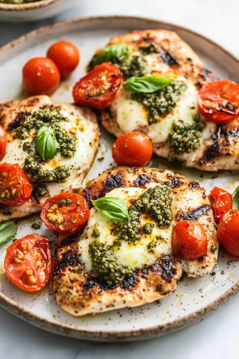 Grilled Chicken Margherita - Insanely Good Grilled Chicken Margherita, Chicken Margherita, Recipes Using Chicken, Chicken With Italian Seasoning, Recipe Using Chicken, Green Pesto, Grilled Chicken Recipes, Winner Winner Chicken Dinner, Italian Cooking