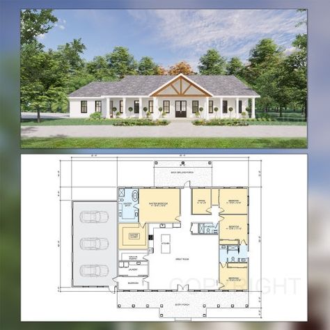 Dog Trot House Plans, Dog Trot House, House Plans Barndominium, Concept Plan, Ranch Farmhouse, Barndominium House, Modern House Floor Plans, Barn Style House Plans, 4 Bedroom House Plans