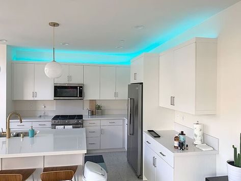 Lights Above Kitchen Cabinets, Above Cabinet Lighting, Over Cabinet Lighting, Led Strip Lighting Ideas, Strip Lighting Ideas, Kitchen Cabinet Lighting, Installing Led Strip Lights, Above Cabinets, Above Kitchen Cabinets