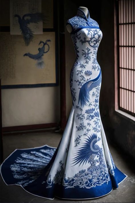 Asian Evening Dress, Tinghun Gown, Blue Chinese Dress, Blue Qipao, Prom Dress Pattern, Chinese Fancy Dress, Asian Style Dress, Beautiful Long Dresses, Royal Outfits