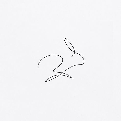 5,771 Likes, 39 Comments - Logo Inspirations (@logoinspirations) on Instagram: “One Line Rabbit by DFT @differantly - DELICIOUS FOOD BRANDING👇👇 @thefoodbrand @thefoodbrand 🍔 -…” One Line Rabbit, Hase Tattoos, Continuous Line Tattoo, One Line Tattoo, Bunny Tattoos, Designer Branding, Startup Logo, Illustration Tattoo, Rabbit Tattoos