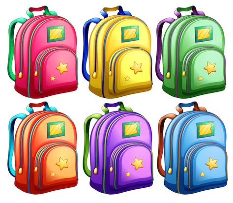 A set of backpacks Free Vector | Free Vector #Freepik #freevector #schoolbag #pink-green #backpack #kids-bag Kids Classroom Decor, Alphabet Flash Cards Printable, Background School, School Backpack Boys, Yellow Backpack, Qhd Wallpaper, School Badges, Card Games For Kids, School Clipart