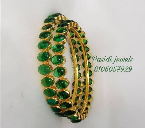 Saved by radha reddy garisa Green Stone Bangles Gold, Stone Bangles Indian Gold, Stone Bangles Gold, Green Stone Bangles, Bangles Indian Gold, Pearl Bangles Gold, Gold Bangles Indian, Stone Bangles, Diamond Bangles