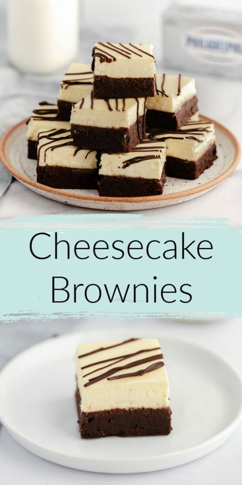 Anniversary Dessert Recipes, Brownie Bottom Cheesecake Bars, Brownie Cheesecake Cupcakes, Cheesecake Brownie Cupcakes, Cheesecake Brownie Recipes, Brownies Cheesecake Recipe, Desserts For Girls Night, Homemade Wedding Desserts, Cheesecake Brownies From Scratch