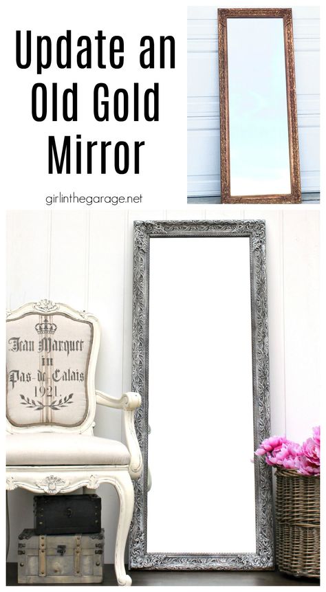 Learn how painting a mirror frame with Chalk Paint can give you a beautiful new look on a budget. See how two vintage mirrors were updated easily! DIY makeover ideas by Girl in the Garage Paint Mirror Ideas, Upscale Mirror Diy, Diy Mirror Frame Decoration Ideas, Upcycling Mirrors Frame Ideas, Old Mirror Makeover Diy, Mirror Frame Painting Ideas, Mirror Makeover Diy, Upcycle Mirror, Painting Mirror Frames