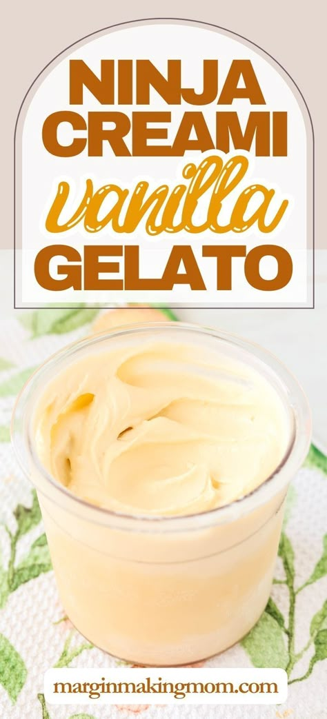 If you want a silky smooth vanilla gelato recipe, this Ninja Creami version is delicious! It's easier than you think to make, and it's got that rich, creamy texture you want in an ice cream. Ninja Cream Recipe Gelato, Ninja Creamy Custard, Creami Gelato Recipes, Ninja Gelato Recipes, Fall Ninja Creami Recipes, Ninja Creami Froyo Recipes, Ninja Creami Vanilla Dairy Free, Vanilla Ninja Creami Recipe, Ninja Creami Recipes Gelato