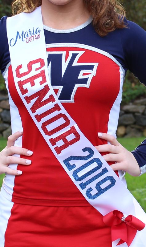 Senior Sash Ideas Diy, Senior Cheer Sash Ideas, Senior Sash Ideas, Senior Night Sash, Cheer Awards, Cheer Sash, Night Volleyball, Sash Ideas, Senior Volleyball