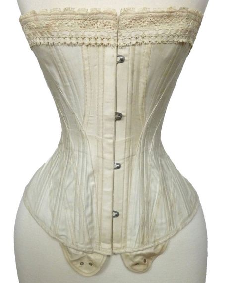 Antique 1900 Coutil White Cream Corset with Tabs for Garters, Insertion Lace Trim & Lacing Victorian Sportswear, Symington Corset, Riding Corset, Victorian Corsets, Ribbon Corset, Market Harborough, Modern Corset, Edwardian Corsets, Custom Corsets