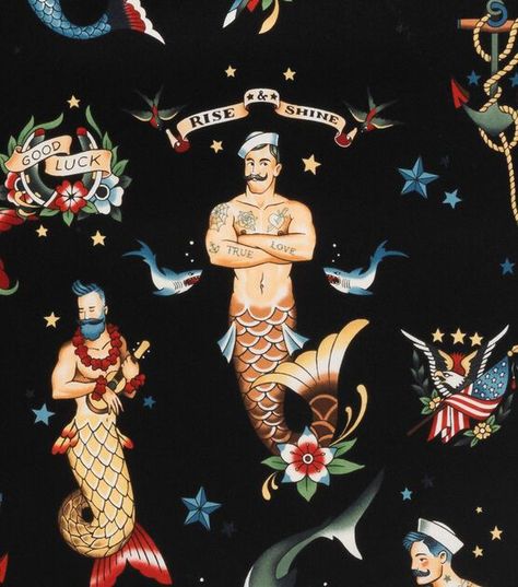 Alexander Henry Merman Rise And Shine Premium Quilt Cotton Fabric 100% cotton Alexander Henry Fabrics, Viking Sewing, Alexander Henry, Making Faces, Black Backdrops, Paper Animals, Rise And Shine, Joanns Fabric And Crafts, Tattoo Style