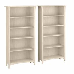 Lark Manor Bush Furniture Salinas Tall 5 Shelf Bookcase - Set Of 2 In Vintage Black | Perigold Tall Book Shelf, White Bookshelves, Open Bookshelves, Library Shelves, 5 Shelf Bookcase, Tall Bookcases, Open Bookcase, Shelf Bookcase, Business Furniture