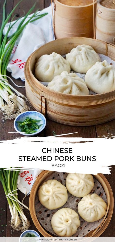 Japanese Pork Buns, Bao Zi Recipe, Korean Bao Buns Recipe, Bao Buns Recipe Vegetarian, Easy Bao Buns Recipe, Pork Buns Steamed, Bao Buns Filling, Meat Buns Recipe, Pork Bun Recipe